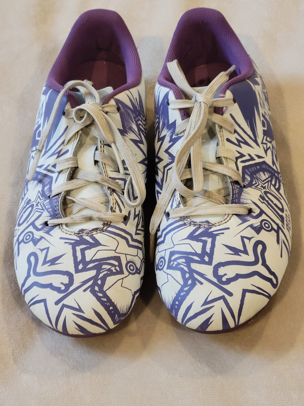 Puma Tacto II CP FG/AG Jr Soccer Cleats Youth US 2.5 White Purple
